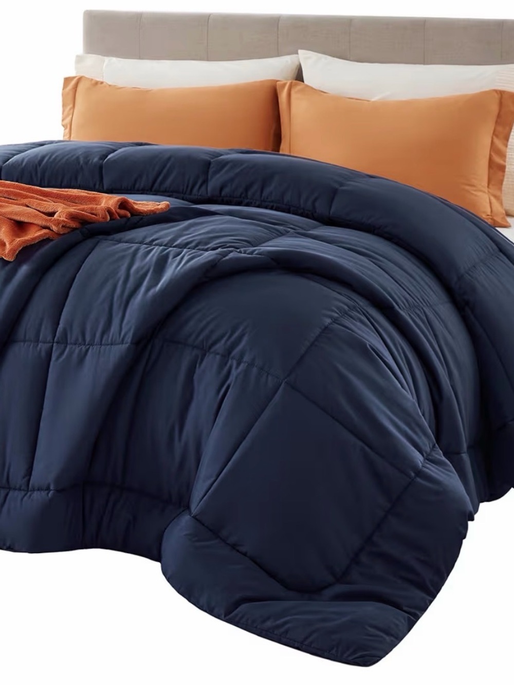Navy and Rust Reversible Comforter Set by